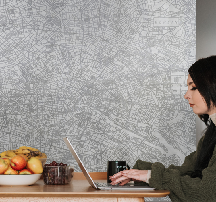 Fototapet berlin detaljert kart over berlin - Tenstickers