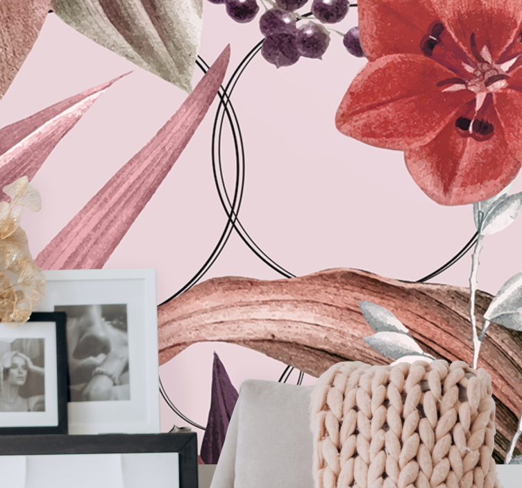 Fototapet blomster blomstermønster design - Tenstickers