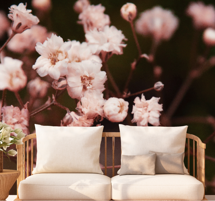 Fototapet blomster delikate blomstrende blomster - Tenstickers