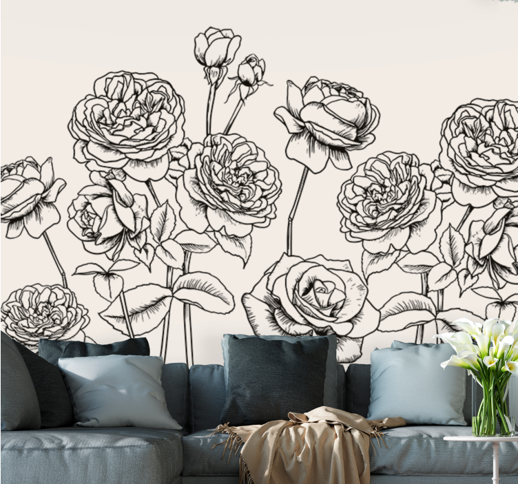 Fototapet blomster elegant rosedesign - Tenstickers