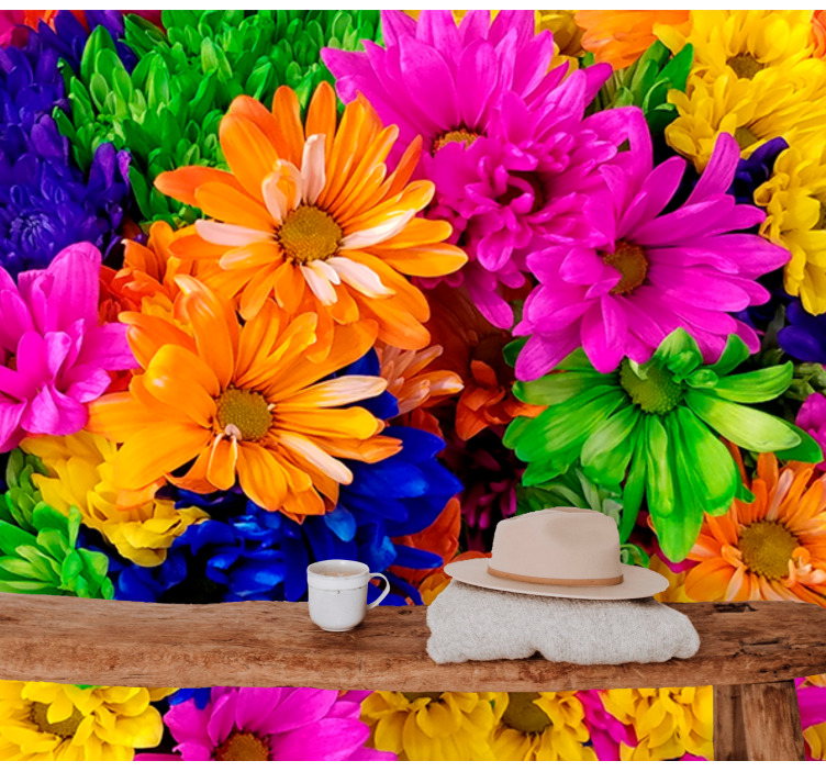 Fototapet blomster fargerik botanisk samling - Tenstickers