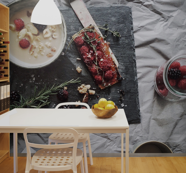 Fototapet blomster frisk bærglede - Tenstickers