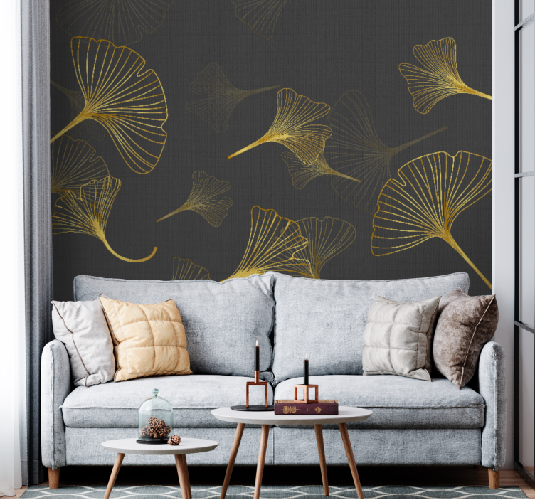 Fototapet blomster ginkgo bladmotiv - Tenstickers