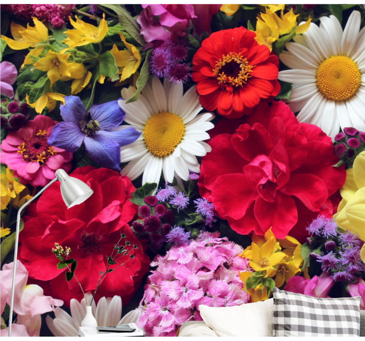 Fototapet blomster livlige blomsterarrangementer - Tenstickers