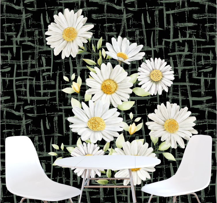 Fototapet blomster med prestekrager - Tenstickers