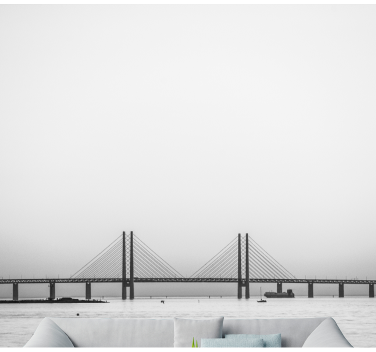 Fototapet byer bro over vann - Tenstickers
