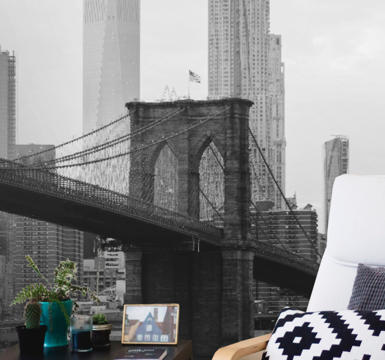 Fototapet byer brooklyn bridge silhuett - Tenstickers