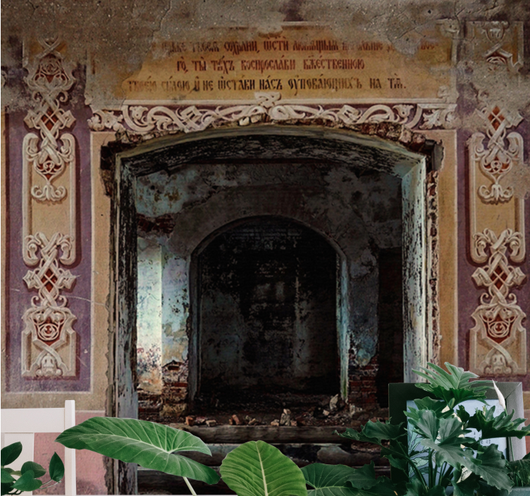 Fototapet byer forlatte retroarkitektur - Tenstickers