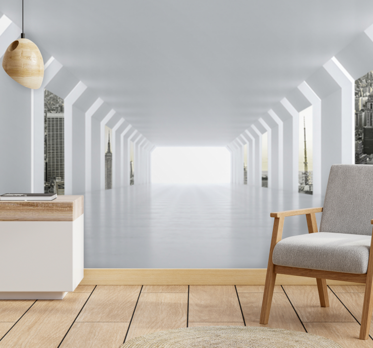 Fototapet byer futuristisk bylandskap - Tenstickers