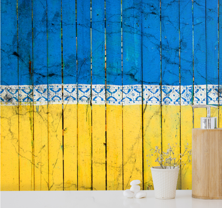 Fototapet byer i treplankemønster - Tenstickers