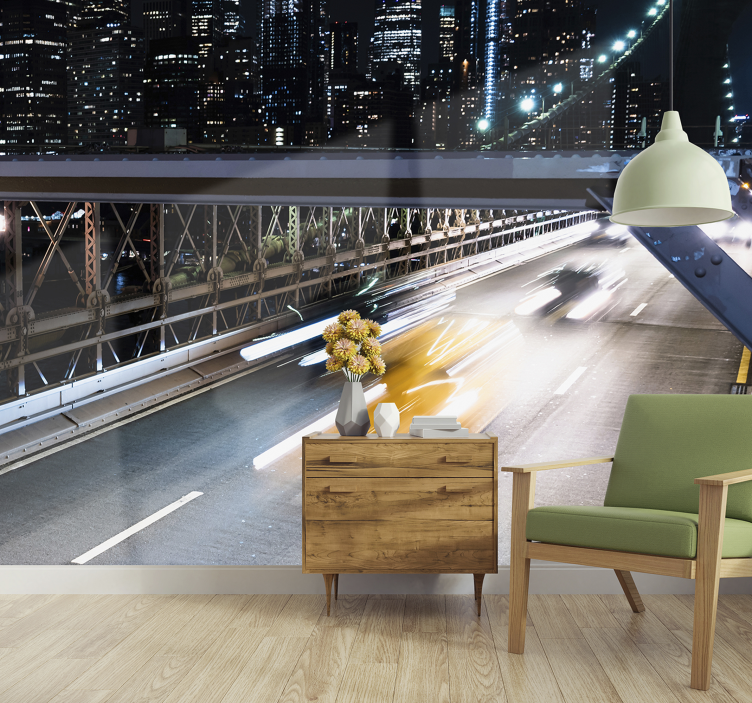 Fototapet byer nattlys i byen - Tenstickers