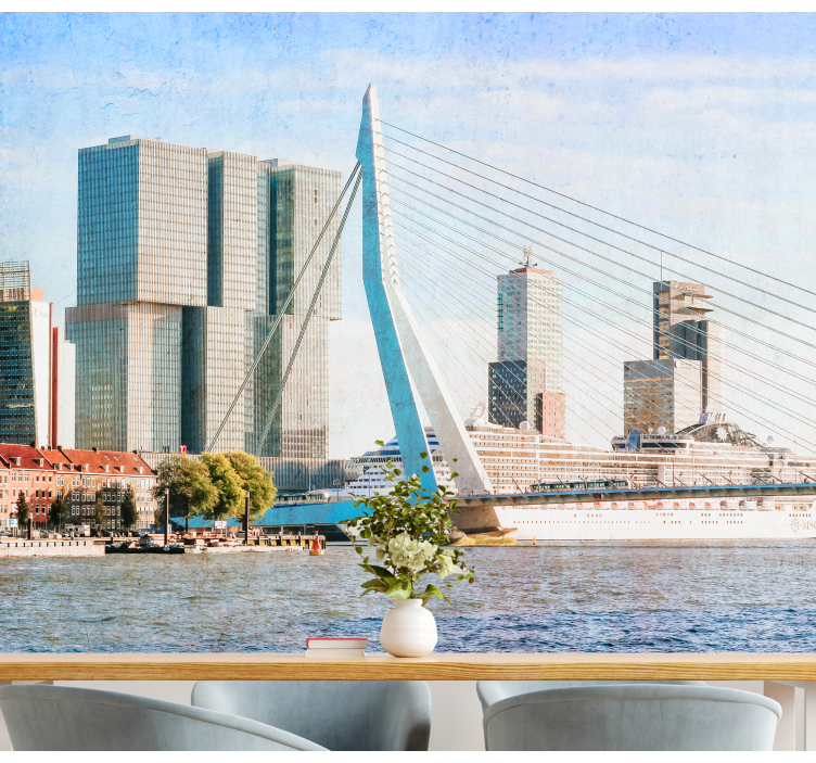 Fototapet byer rotterdam skyline glimt - Tenstickers