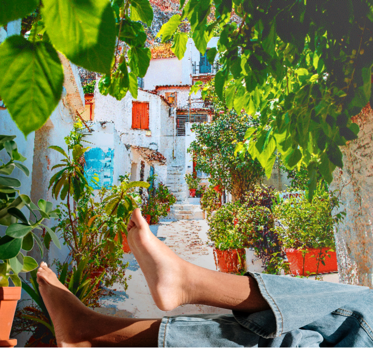 Fototapet byer sjarmerende middelhavsgate - Tenstickers