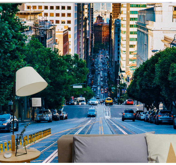 Fototapet byer urban gateutsikt - Tenstickers