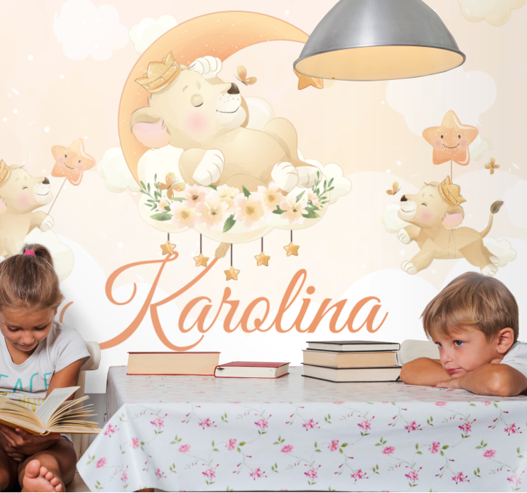 Fototapet dyr drømmende løvescene - Tenstickers