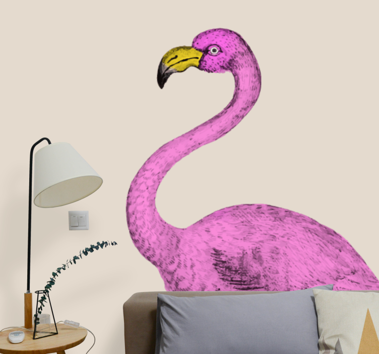 Fototapet dyr eleganse med rosa flamingo - Tenstickers