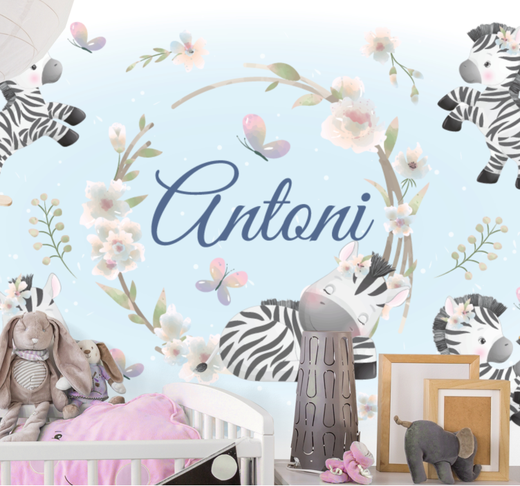 Fototapet dyr zebra leketid design - Tenstickers