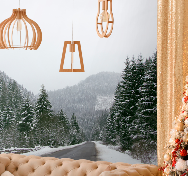 Fototapet fjell iscenesatt i iskalde fjelltopper - Tenstickers