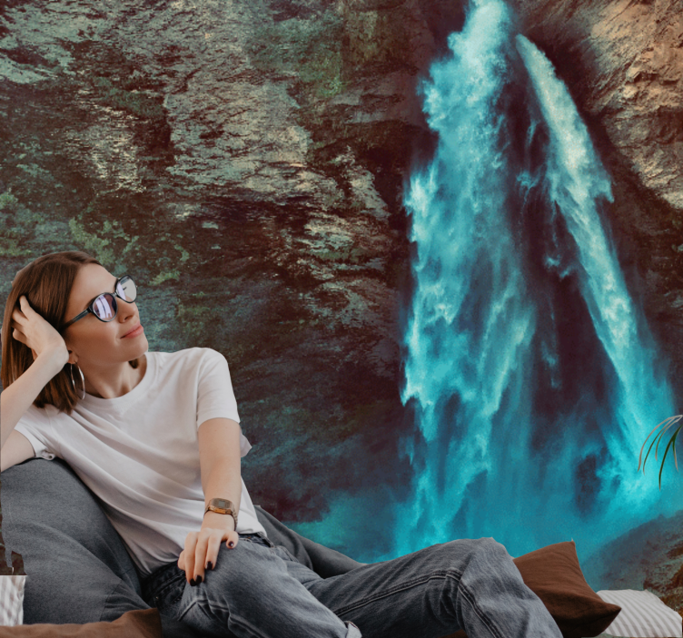 Fototapet fjell stor fossefall perspektiv - Tenstickers