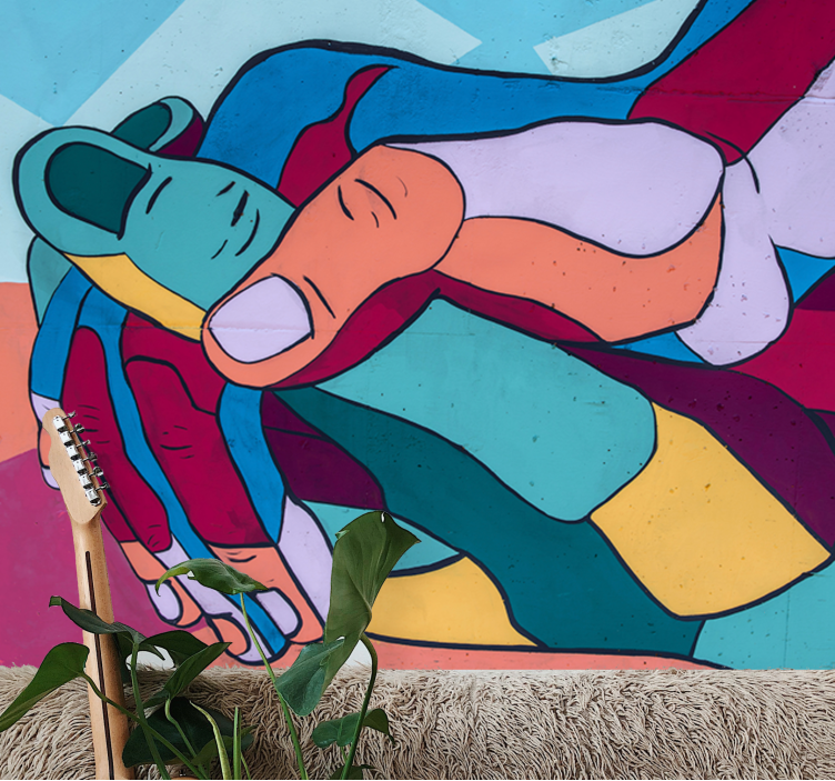 Fototapet kjærlighet fargerik håndomfavnelse - Tenstickers