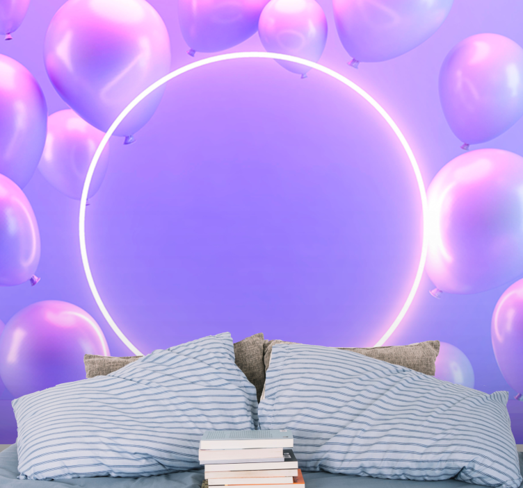 Fototapet kjærlighet svevende ballonger sirkel - Tenstickers