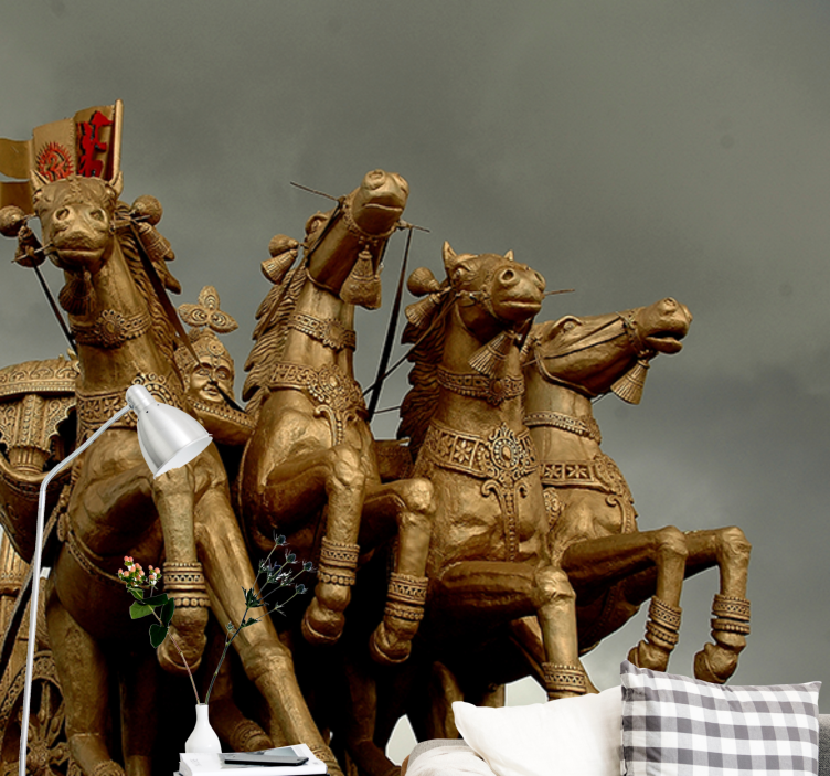 Fototapet kjøretøy historiske stridsvogner hester - Tenstickers