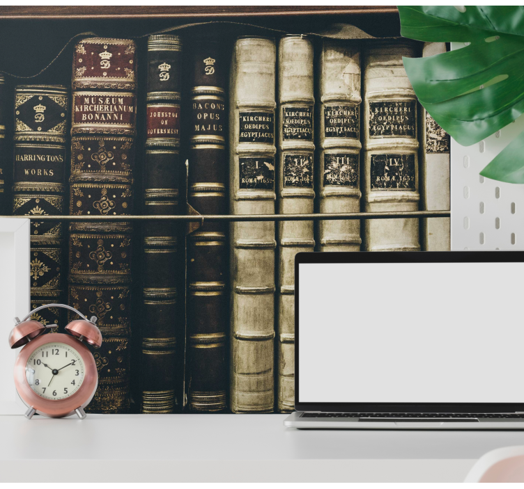 Fototapet klassisk kunst antikvarisk bokhylle - Tenstickers