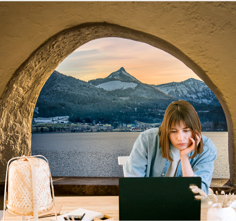 Fototapet landskap alpinsjøutsikt - Tenstickers