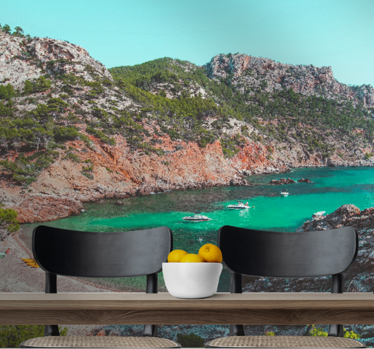 Fototapet landskap cove sjøutsikt - Tenstickers