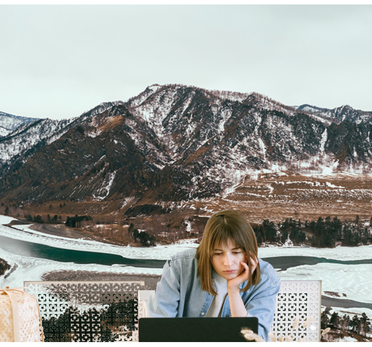 Fototapet landskap fjellbekkutsikt - Tenstickers