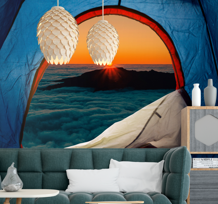 Fototapet landskap fjellskumring utsikt - Tenstickers