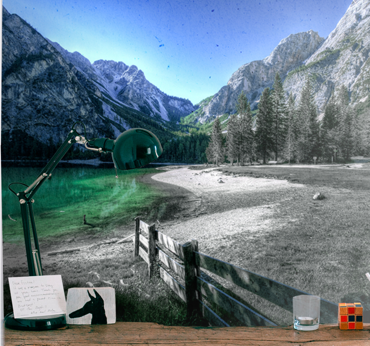 Fototapet landskap fjellvannets ro - Tenstickers