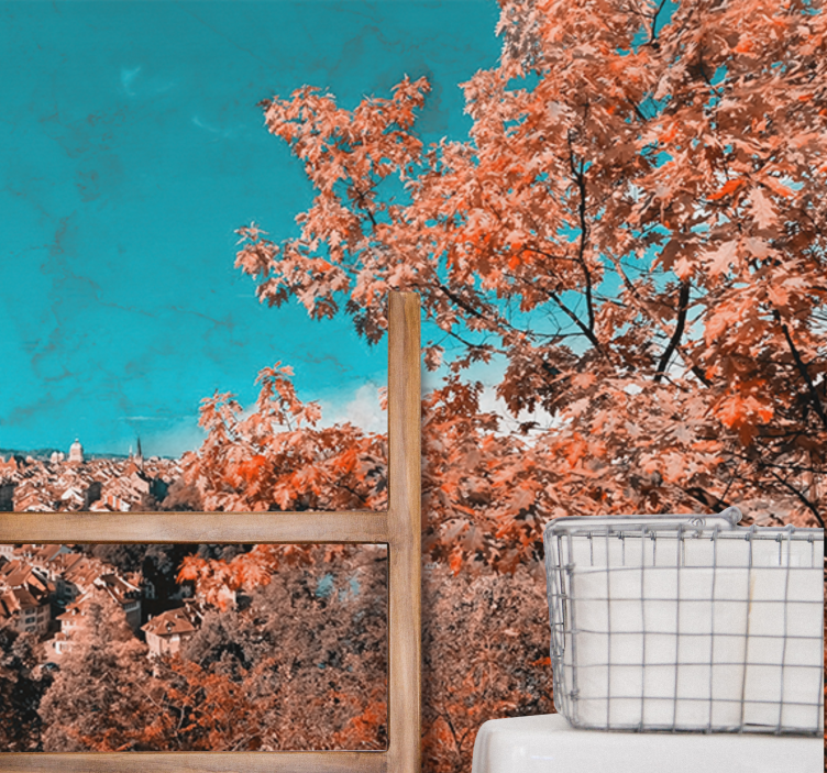 Fototapet landskap livlig høstlandskap - Tenstickers