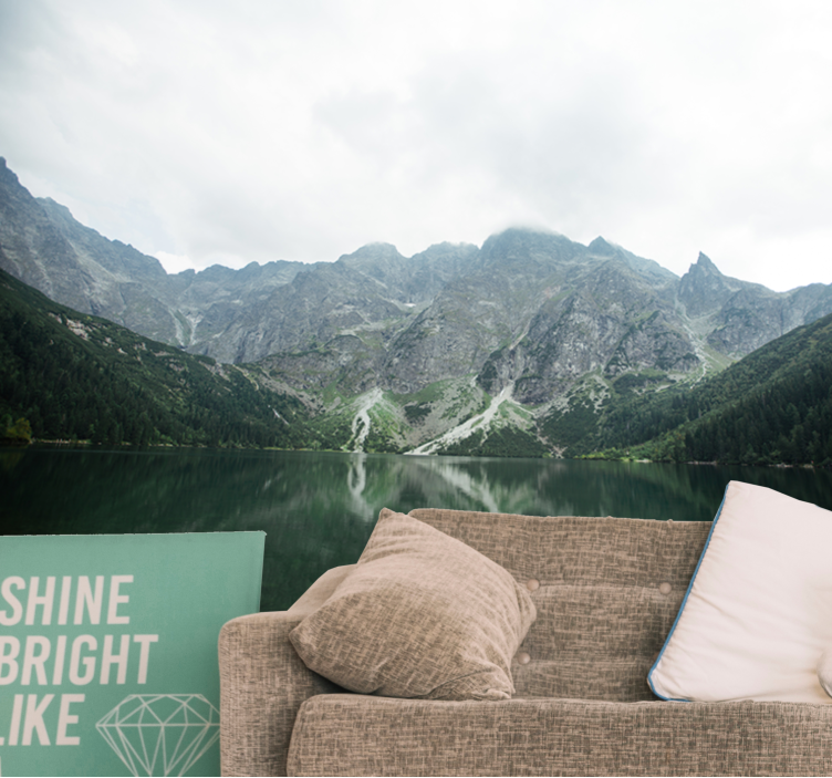 Fototapet landskap magnifik fjellrefleksjon - Tenstickers