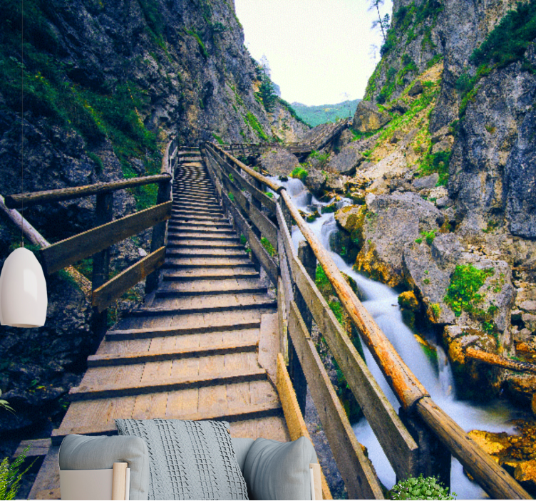 Fototapet landskap naturskjønn fjellsti - Tenstickers