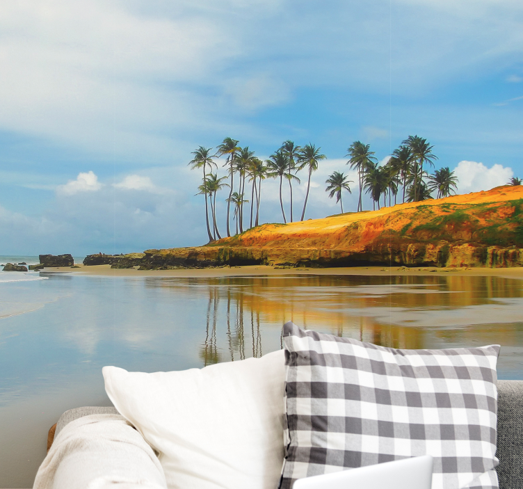 Fototapet landskap palmetre refleksjon - Tenstickers