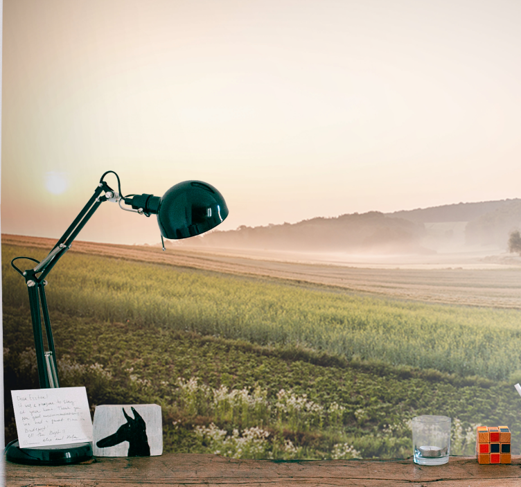 Fototapet landskap rolige grønne enger - Tenstickers