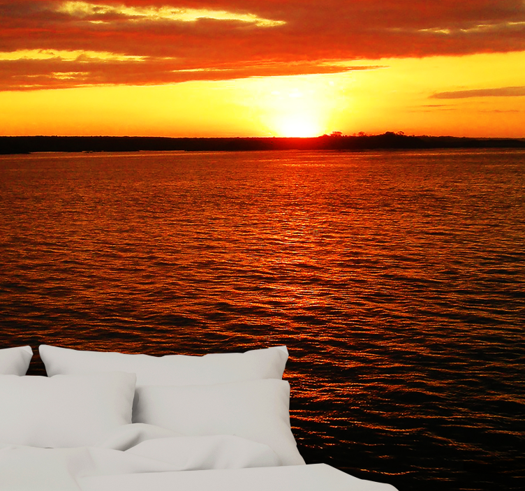 Fototapet landskap skumring over havet - Tenstickers