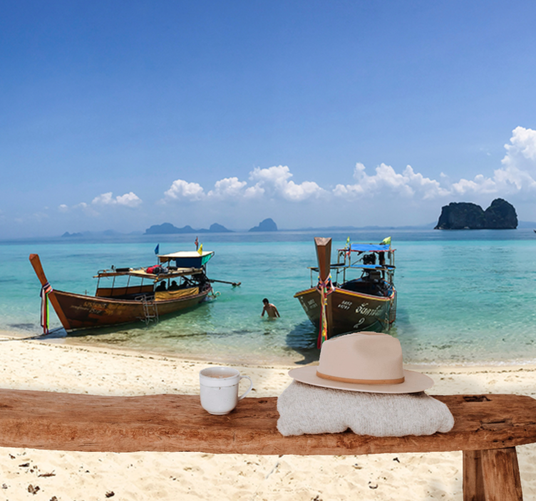 Fototapet landskap tropisk strandscene - Tenstickers