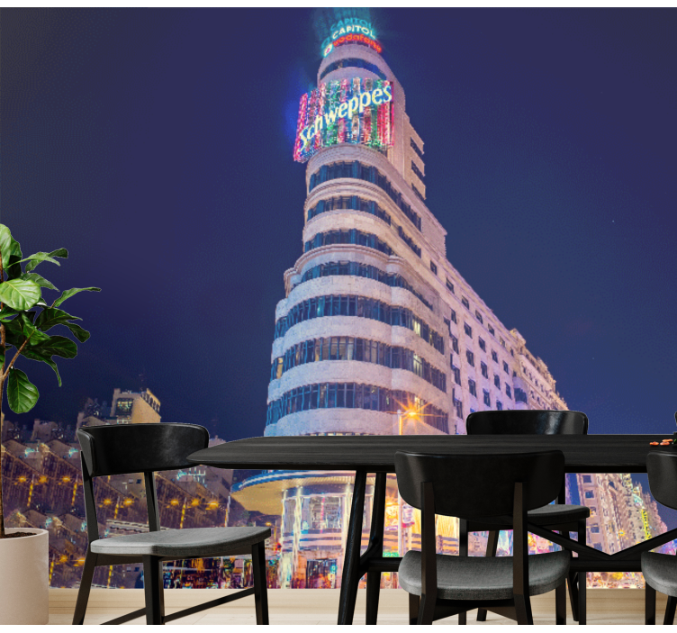 Fototapet madrid nattutsikt - Tenstickers