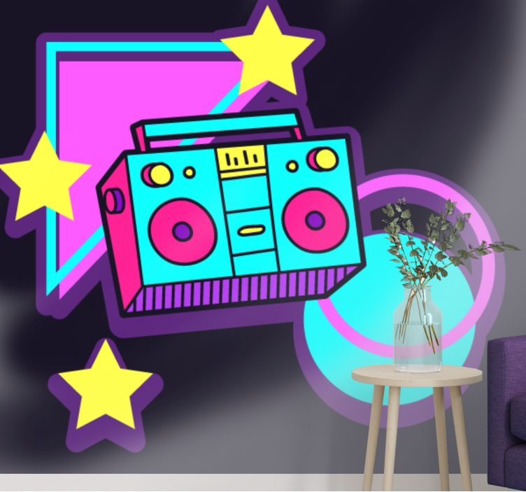 Fototapet musikk retro boombox elementer - Tenstickers