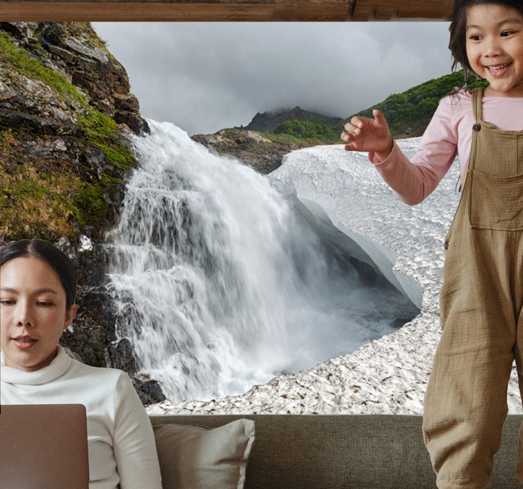 Fototapet natur fossefall med naturskjønn utsikt - Tenstickers