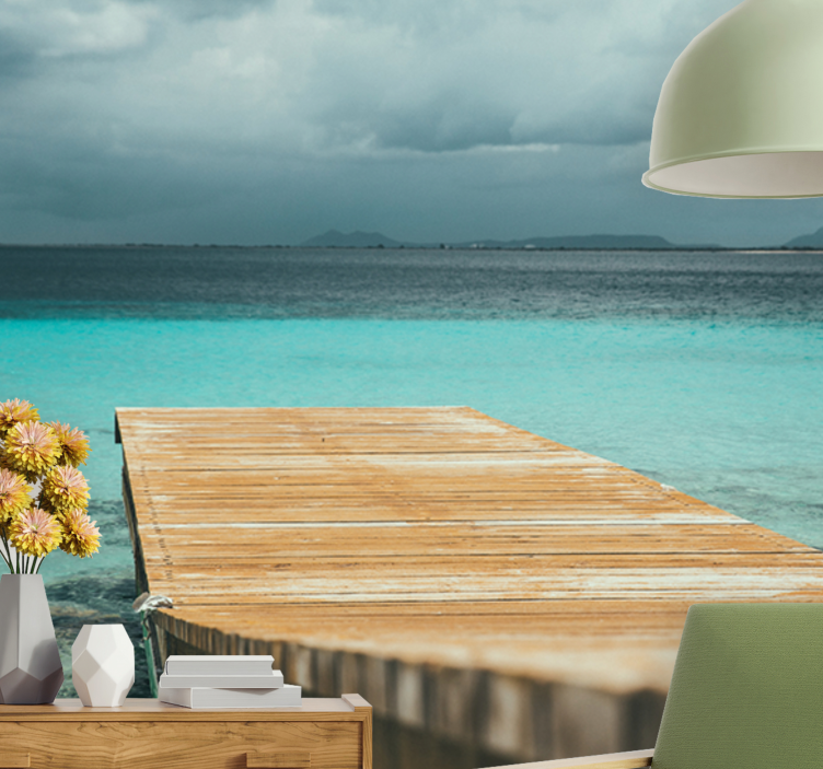 Fototapet natur fredelig sjøbrygge - Tenstickers