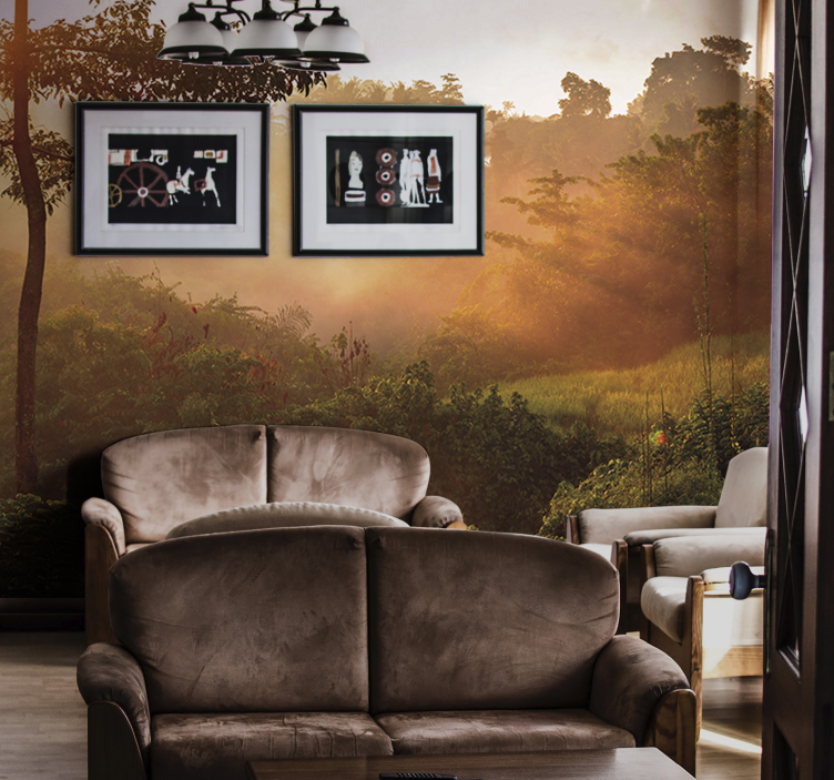 Fototapet natur fredelig skoglandskap - Tenstickers