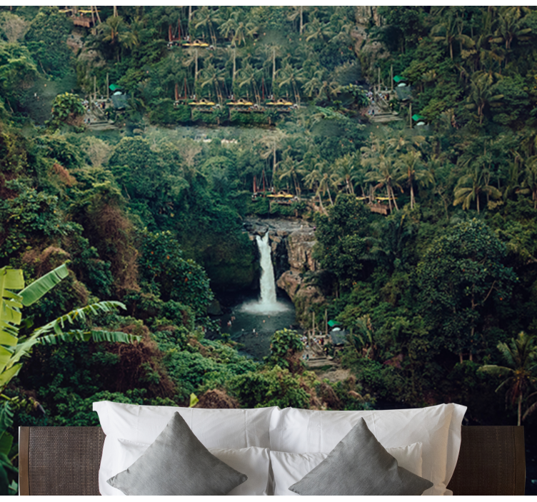 Fototapet natur lush jungle foss - Tenstickers