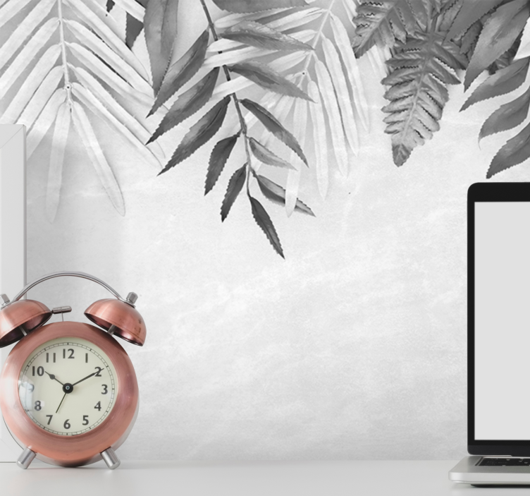 Fototapet natur monokrome bladmønstre - Tenstickers