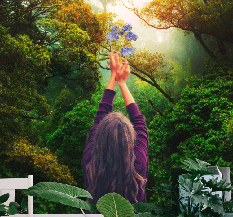 Fototapet natur som strekker seg mot blomster - Tenstickers