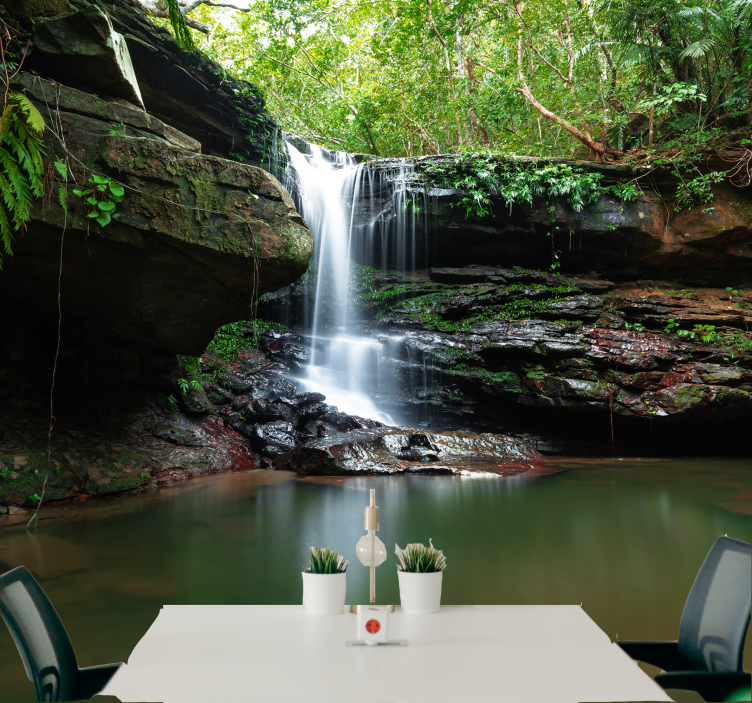 Fototapet natur stille fossutsikt - Tenstickers