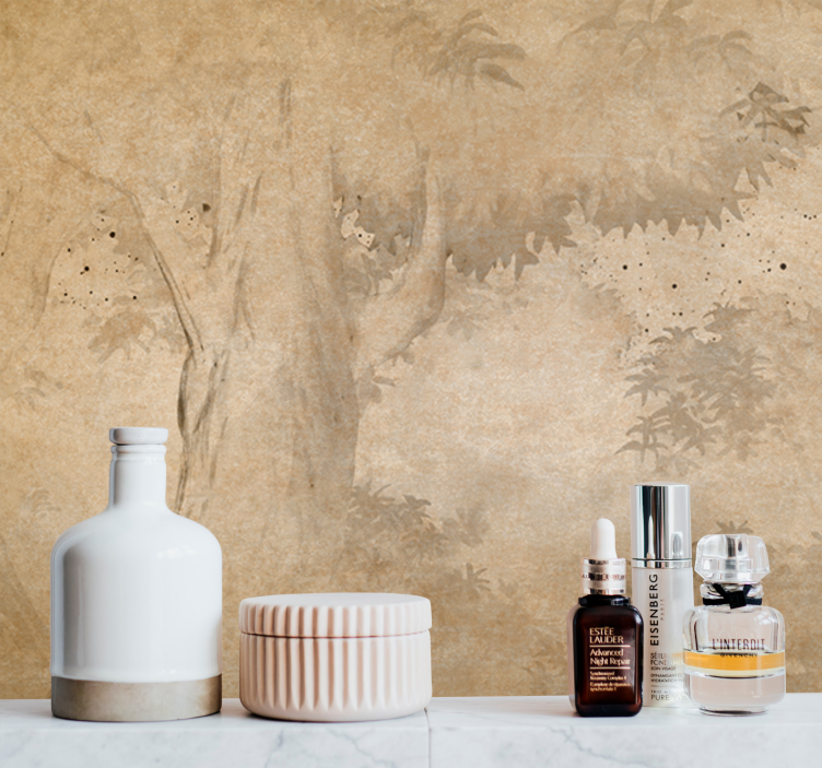 Fototapet natur tre silhuett bakgrunn - Tenstickers