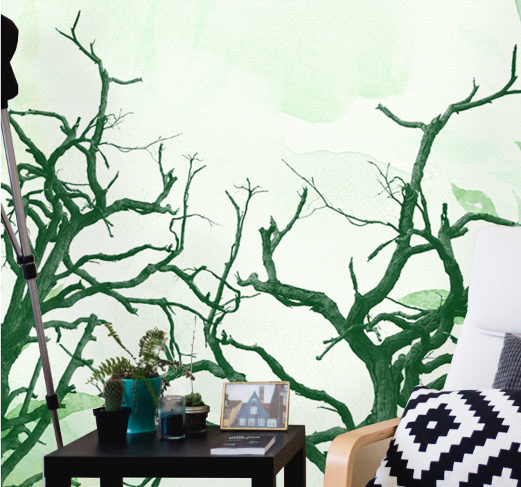 Fototapet trær intrikate tre silhuetter - Tenstickers